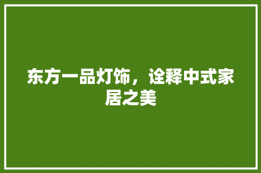 东方一品灯饰，诠释中式家居之美  第1张