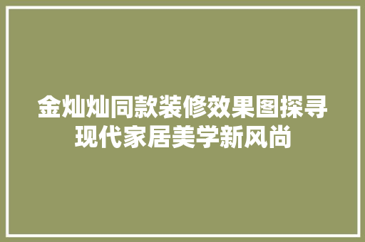 金灿灿同款装修效果图探寻现代家居美学新风尚  第1张