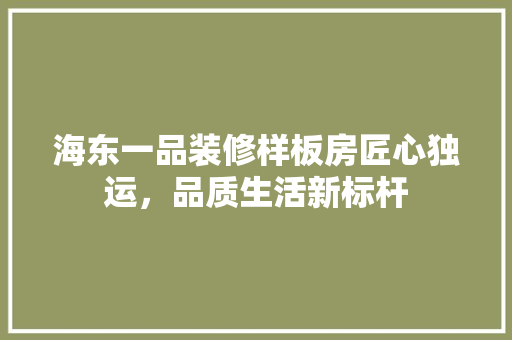 海东一品装修样板房匠心独运，品质生活新标杆