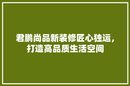 君鹏尚品新装修匠心独运，打造高品质生活空间