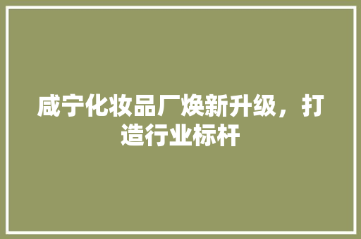 咸宁化妆品厂焕新升级，打造行业标杆