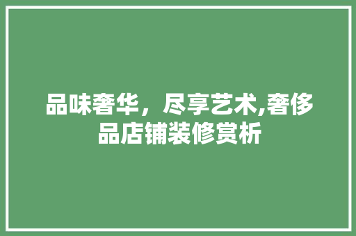 品味奢华，尽享艺术,奢侈品店铺装修赏析