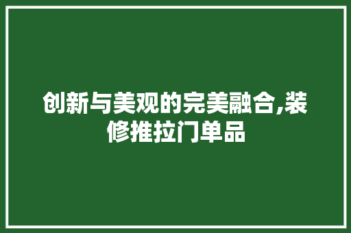 创新与美观的完美融合,装修推拉门单品