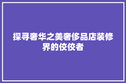 探寻奢华之美奢侈品店装修界的佼佼者