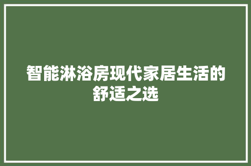 智能淋浴房现代家居生活的舒适之选