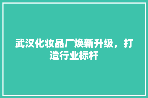 武汉化妆品厂焕新升级，打造行业标杆