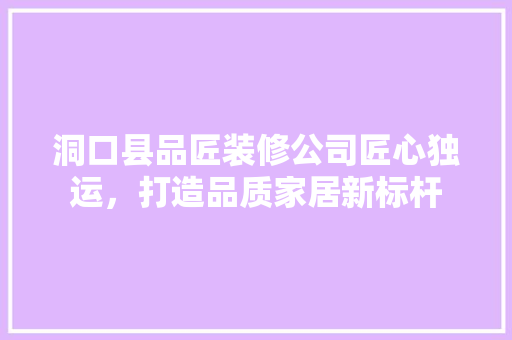 洞口县品匠装修公司匠心独运，打造品质家居新标杆