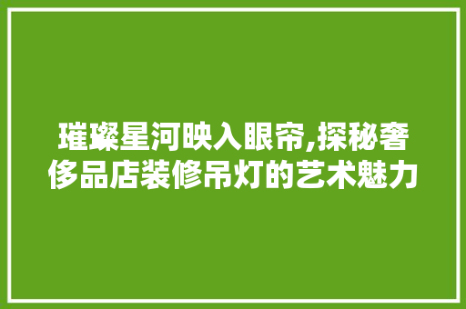 璀璨星河映入眼帘,探秘奢侈品店装修吊灯的艺术魅力  第1张