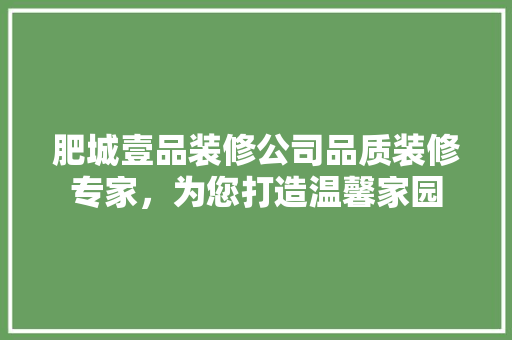 肥城壹品装修公司品质装修专家，为您打造温馨家园  第1张