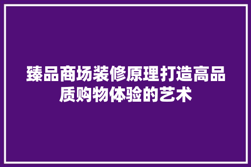 臻品商场装修原理打造高品质购物体验的艺术