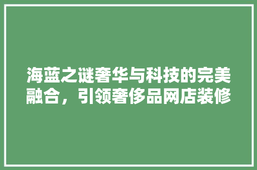 海蓝之谜奢华与科技的完美融合，引领奢侈品网店装修新潮流