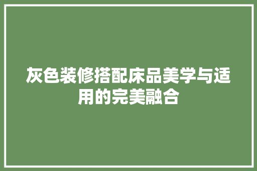 灰色装修搭配床品美学与适用的完美融合  第1张