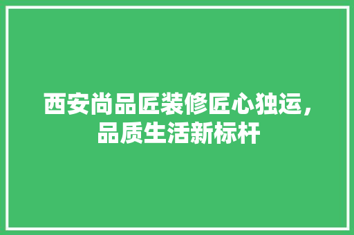 西安尚品匠装修匠心独运，品质生活新标杆