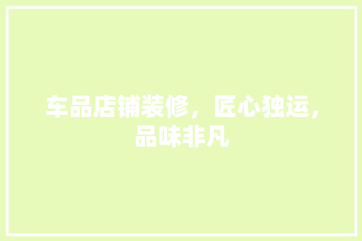 车品店铺装修，匠心独运，品味非凡