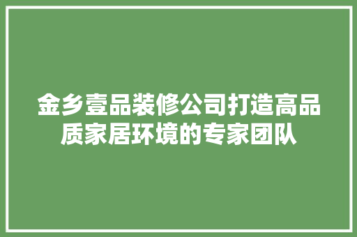金乡壹品装修公司打造高品质家居环境的专家团队  第1张