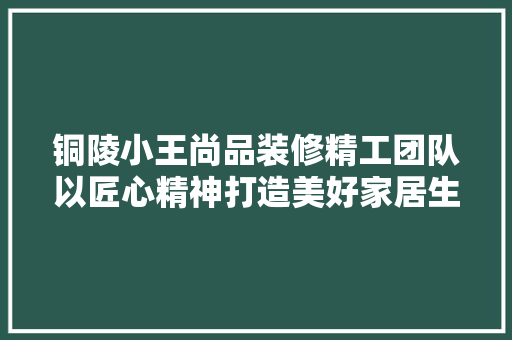 铜陵小王尚品装修精工团队以匠心精神打造美好家居生活