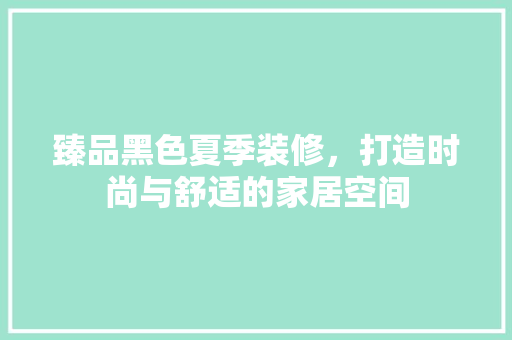 臻品黑色夏季装修，打造时尚与舒适的家居空间  第1张