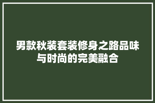 男款秋装套装修身之路品味与时尚的完美融合