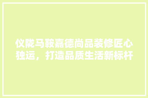 仪陇马鞍嘉德尚品装修匠心独运，打造品质生活新标杆  第1张