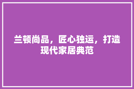兰顿尚品，匠心独运，打造现代家居典范  第1张
