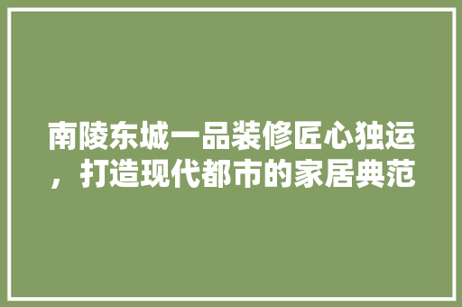 南陵东城一品装修匠心独运，打造现代都市的家居典范