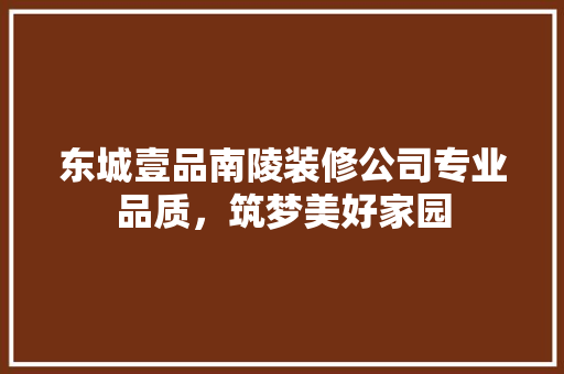 东城壹品南陵装修公司专业品质，筑梦美好家园