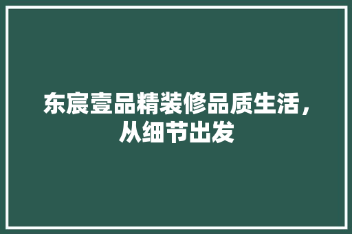 东宸壹品精装修品质生活，从细节出发