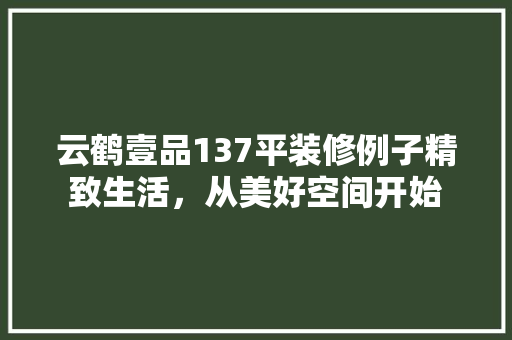 云鹤壹品137平装修例子精致生活，从美好空间开始  第1张