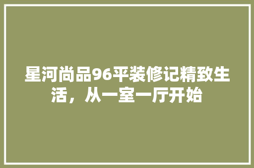 星河尚品96平装修记精致生活，从一室一厅开始