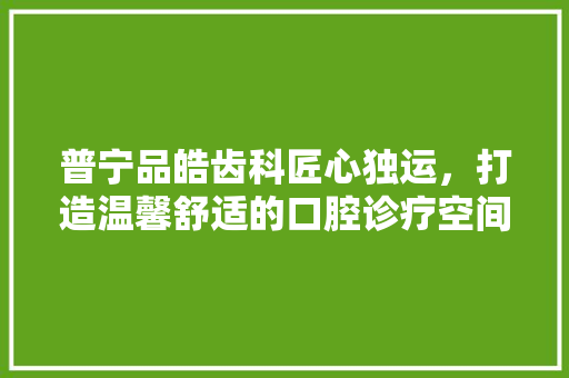普宁品皓齿科匠心独运，打造温馨舒适的口腔诊疗空间