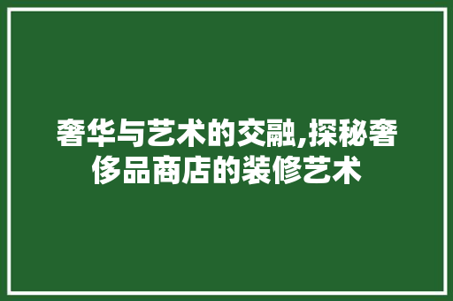 奢华与艺术的交融,探秘奢侈品商店的装修艺术  第1张