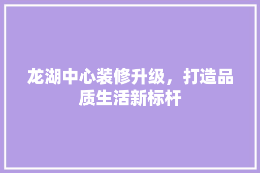 龙湖中心装修升级，打造品质生活新标杆