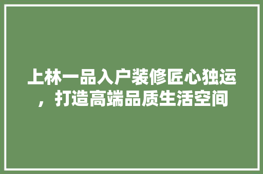 上林一品入户装修匠心独运，打造高端品质生活空间