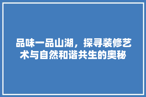 品味一品山湖，探寻装修艺术与自然和谐共生的奥秘