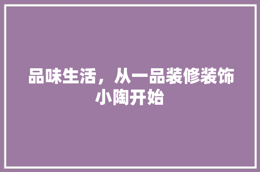 品味生活，从一品装修装饰小陶开始