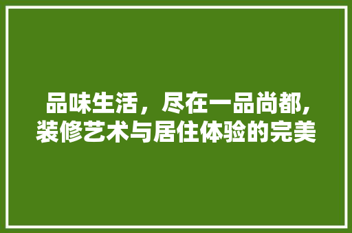 品味生活，尽在一品尚都,装修艺术与居住体验的完美融合