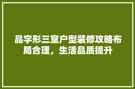 品字形三室户型装修攻略布局合理，生活品质提升