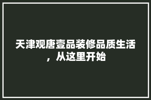 天津观唐壹品装修品质生活，从这里开始