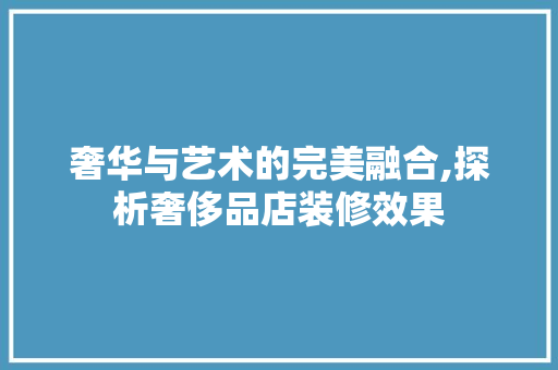 奢华与艺术的完美融合,探析奢侈品店装修效果