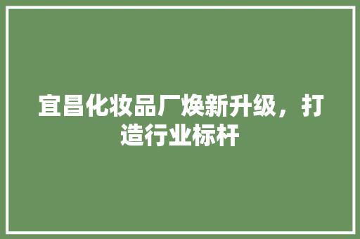 宜昌化妆品厂焕新升级，打造行业标杆