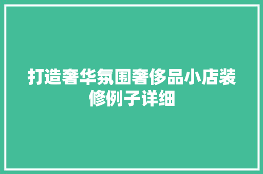 打造奢华氛围奢侈品小店装修例子详细