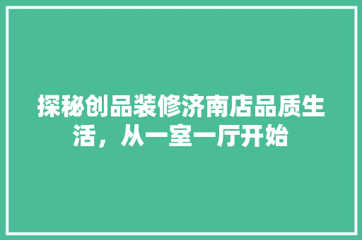 探秘创品装修济南店品质生活，从一室一厅开始  第1张