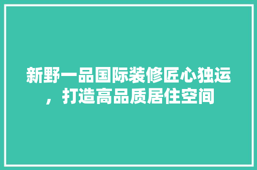 新野一品国际装修匠心独运，打造高品质居住空间