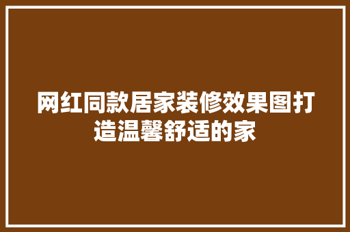 网红同款居家装修效果图打造温馨舒适的家