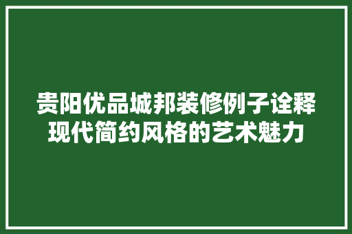 贵阳优品城邦装修例子诠释现代简约风格的艺术魅力