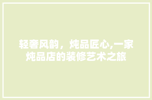 轻奢风韵，炖品匠心,一家炖品店的装修艺术之旅