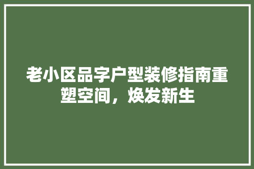 老小区品字户型装修指南重塑空间，焕发新生