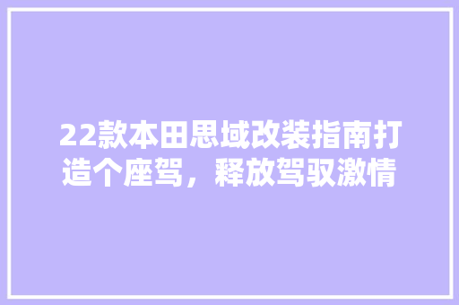 22款本田思域改装指南打造个座驾，释放驾驭激情  第1张