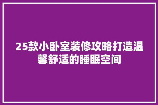 25款小卧室装修攻略打造温馨舒适的睡眠空间  第1张