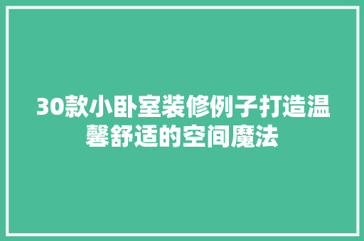 30款小卧室装修例子打造温馨舒适的空间魔法